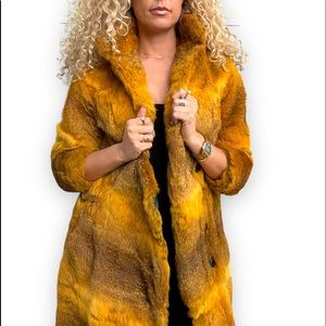 Vintage Mid-Length Multi Color Rabbit Fur Jacket